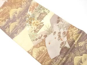 地紙取庭園文織り出し　袋帯